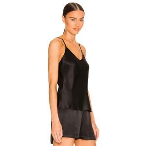 ENZA COSTA Satin Bias Spaghetti Strap Cami Womens Small Black Tank Top Sexy NEW